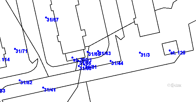 Parcela st. 31/43 v KÚ Klášterní Hradisko, Katastrální mapa