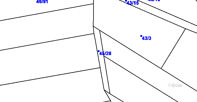 Parcela st. 45/28 v KÚ Klášterní Hradisko, Katastrální mapa