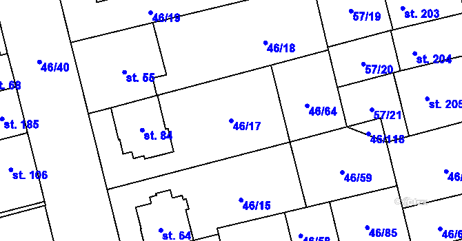 Parcela st. 46/17 v KÚ Klášterní Hradisko, Katastrální mapa