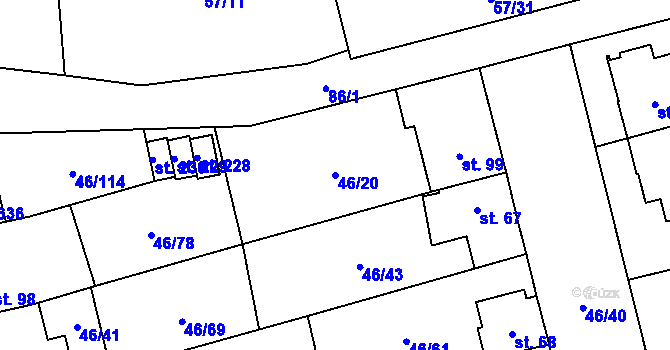Parcela st. 46/20 v KÚ Klášterní Hradisko, Katastrální mapa
