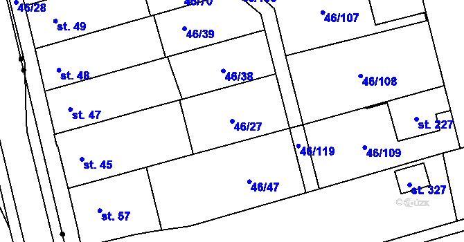 Parcela st. 46/27 v KÚ Klášterní Hradisko, Katastrální mapa