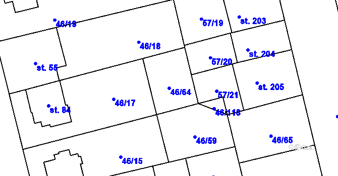 Parcela st. 46/64 v KÚ Klášterní Hradisko, Katastrální mapa