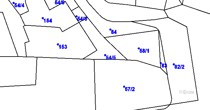 Parcela st. 54/5 v KÚ Klášterní Hradisko, Katastrální mapa