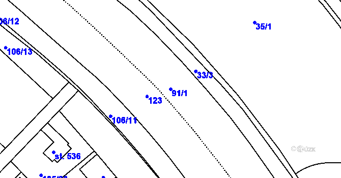 Parcela st. 91/1 v KÚ Klášterní Hradisko, Katastrální mapa