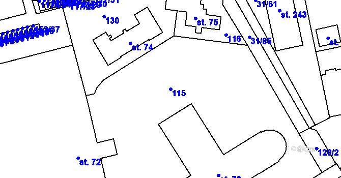 Parcela st. 115 v KÚ Klášterní Hradisko, Katastrální mapa