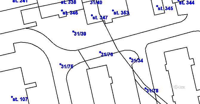 Parcela st. 31/76 v KÚ Klášterní Hradisko, Katastrální mapa