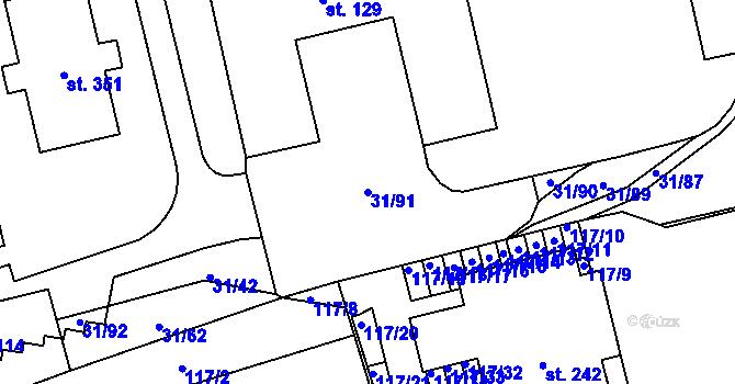 Parcela st. 31/91 v KÚ Klášterní Hradisko, Katastrální mapa