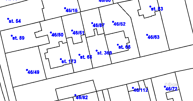 Parcela st. 369 v KÚ Klášterní Hradisko, Katastrální mapa