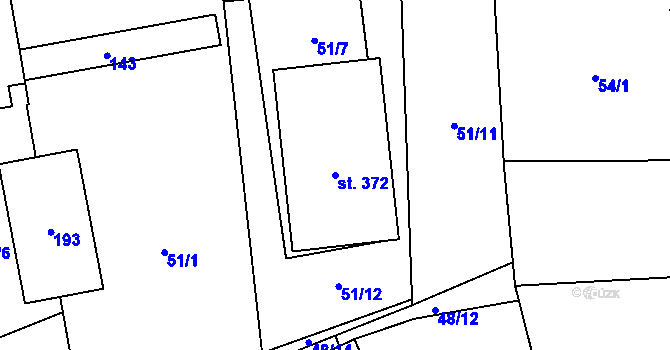 Parcela st. 372 v KÚ Klášterní Hradisko, Katastrální mapa