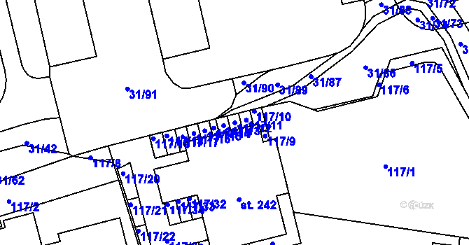 Parcela st. 117/12 v KÚ Klášterní Hradisko, Katastrální mapa