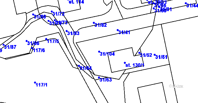 Parcela st. 31/104 v KÚ Klášterní Hradisko, Katastrální mapa
