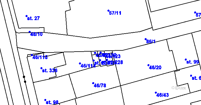 Parcela st. 46/122 v KÚ Klášterní Hradisko, Katastrální mapa