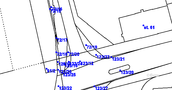 Parcela st. 72/19 v KÚ Klášterní Hradisko, Katastrální mapa