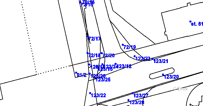 Parcela st. 72/20 v KÚ Klášterní Hradisko, Katastrální mapa
