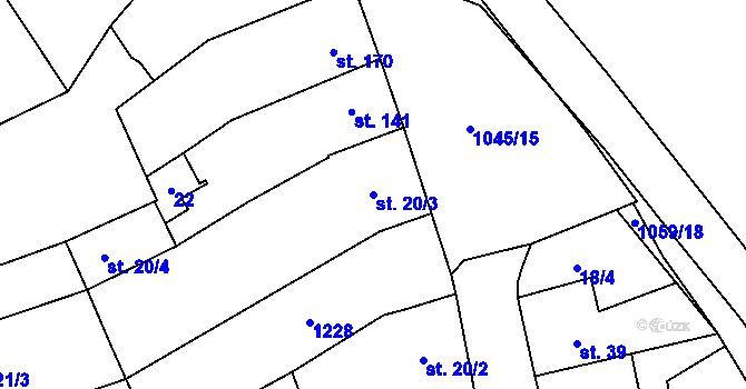 Parcela st. 20/3 v KÚ Černovír, Katastrální mapa