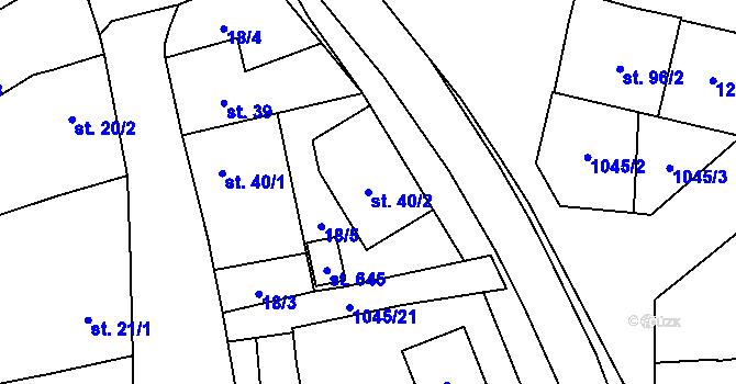 Parcela st. 40/2 v KÚ Černovír, Katastrální mapa