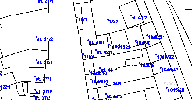 Parcela st. 42/1 v KÚ Černovír, Katastrální mapa