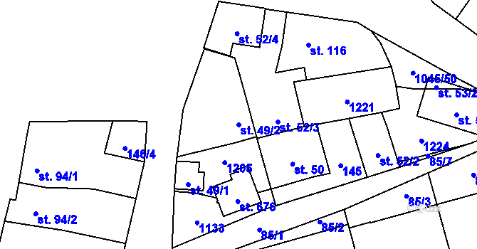 Parcela st. 49/2 v KÚ Černovír, Katastrální mapa