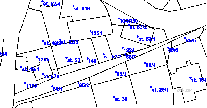 Parcela st. 52/2 v KÚ Černovír, Katastrální mapa