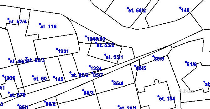 Parcela st. 53/1 v KÚ Černovír, Katastrální mapa