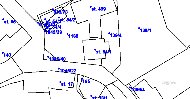 Parcela st. 54/1 v KÚ Černovír, Katastrální mapa