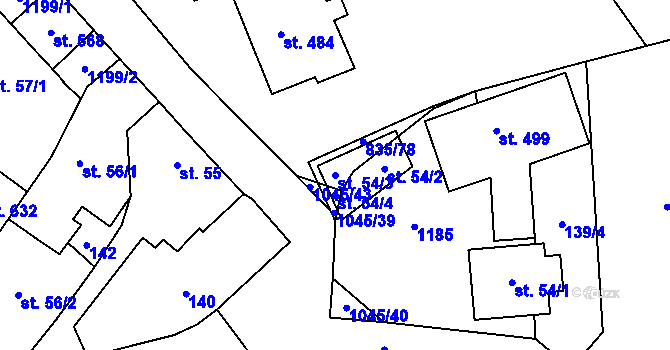 Parcela st. 54/3 v KÚ Černovír, Katastrální mapa