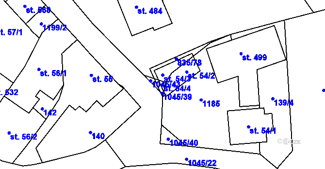 Parcela st. 54/4 v KÚ Černovír, Katastrální mapa