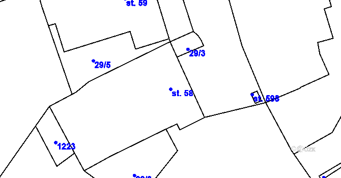 Parcela st. 58 v KÚ Černovír, Katastrální mapa