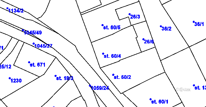 Parcela st. 60/4 v KÚ Černovír, Katastrální mapa