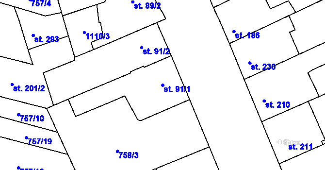 Parcela st. 91/1 v KÚ Černovír, Katastrální mapa