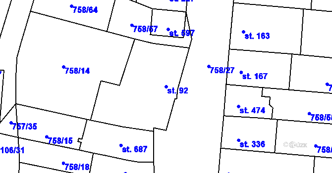 Parcela st. 92 v KÚ Černovír, Katastrální mapa