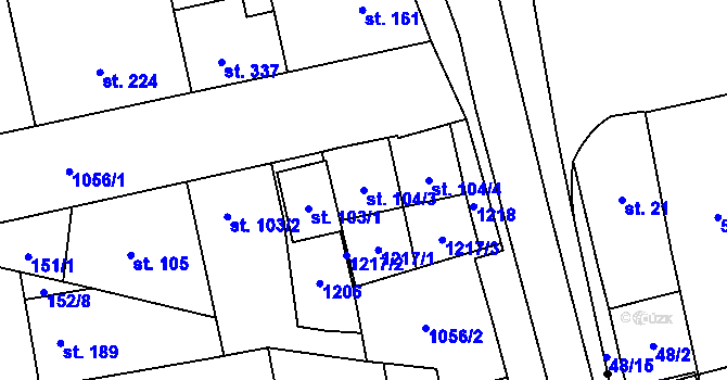 Parcela st. 104/3 v KÚ Černovír, Katastrální mapa