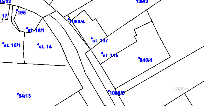Parcela st. 115 v KÚ Černovír, Katastrální mapa