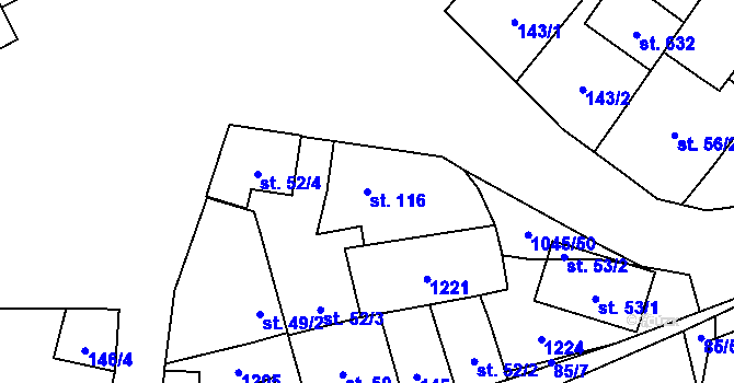 Parcela st. 116 v KÚ Černovír, Katastrální mapa