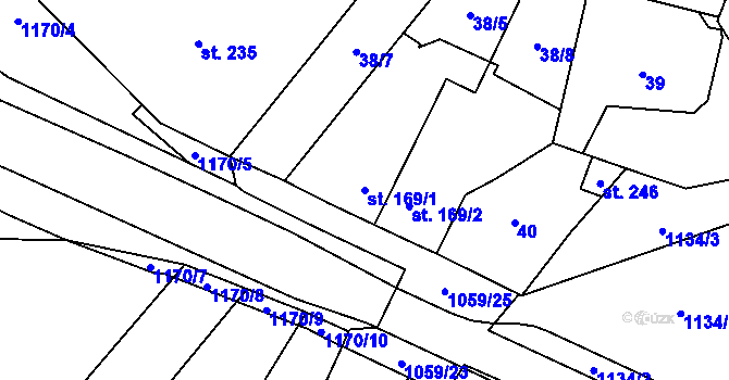 Parcela st. 169/1 v KÚ Černovír, Katastrální mapa