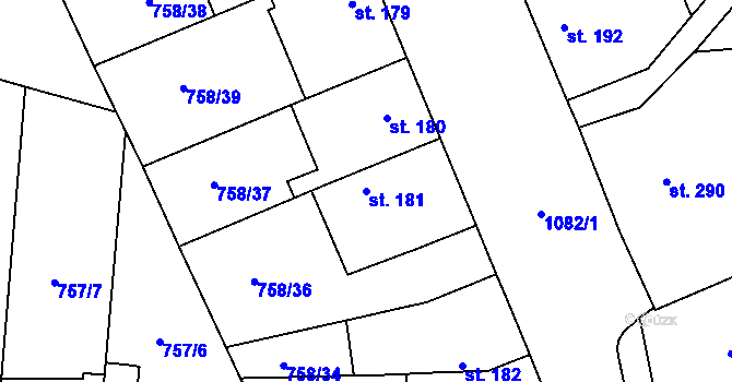 Parcela st. 181 v KÚ Černovír, Katastrální mapa