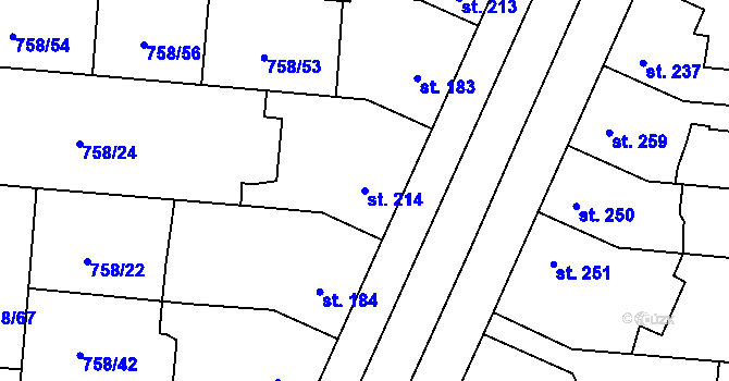Parcela st. 214 v KÚ Černovír, Katastrální mapa