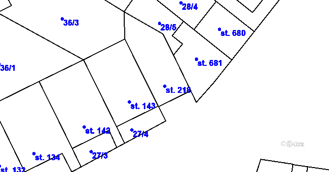 Parcela st. 218 v KÚ Černovír, Katastrální mapa