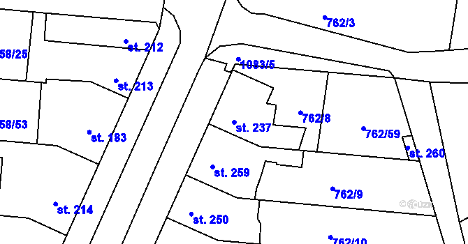 Parcela st. 237 v KÚ Černovír, Katastrální mapa