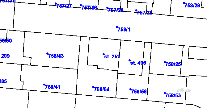 Parcela st. 252 v KÚ Černovír, Katastrální mapa
