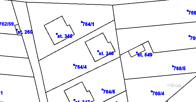 Parcela st. 346 v KÚ Černovír, Katastrální mapa