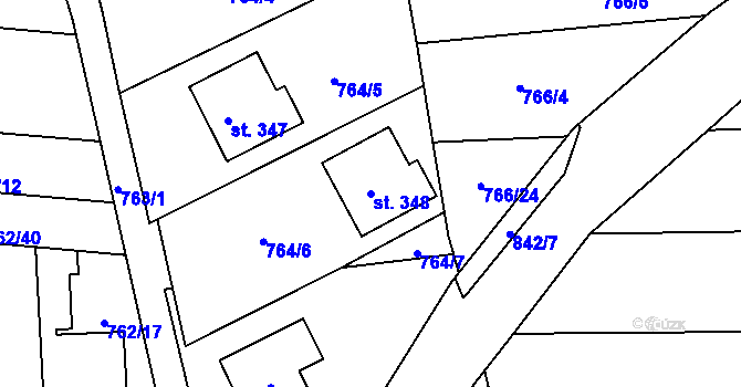 Parcela st. 348 v KÚ Černovír, Katastrální mapa