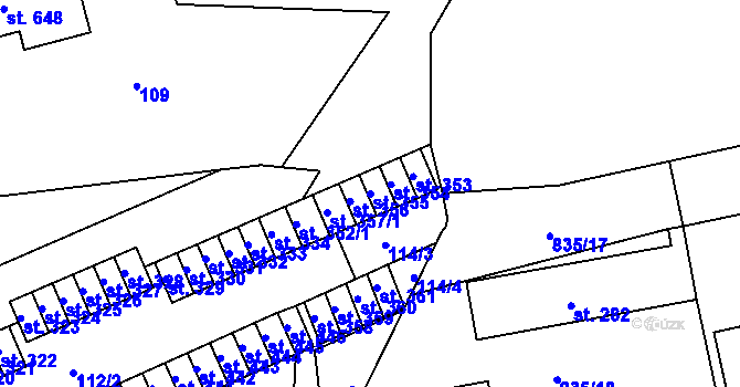 Parcela st. 355 v KÚ Černovír, Katastrální mapa