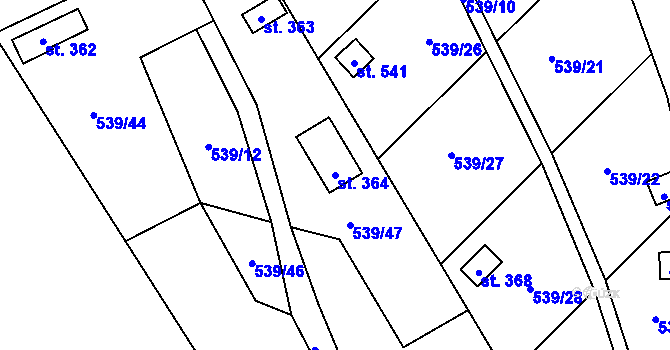 Parcela st. 364 v KÚ Černovír, Katastrální mapa