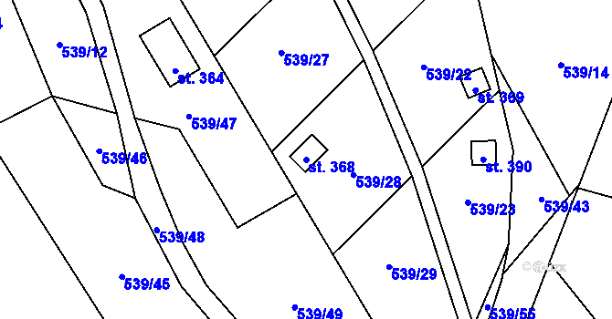 Parcela st. 368 v KÚ Černovír, Katastrální mapa
