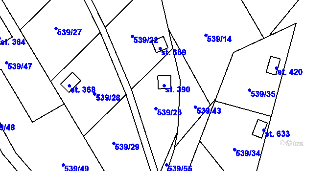 Parcela st. 390 v KÚ Černovír, Katastrální mapa