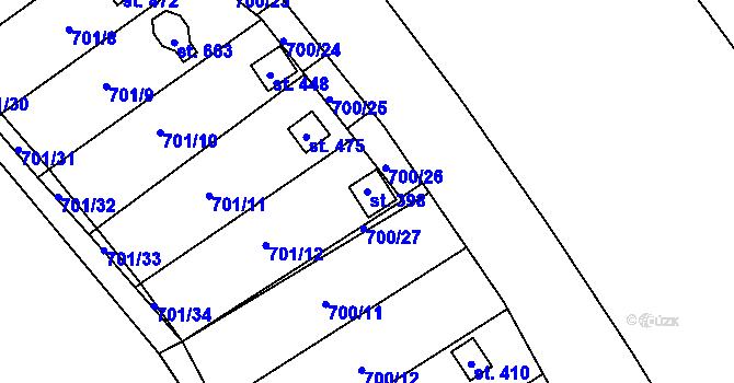 Parcela st. 398 v KÚ Černovír, Katastrální mapa