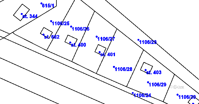 Parcela st. 401 v KÚ Černovír, Katastrální mapa