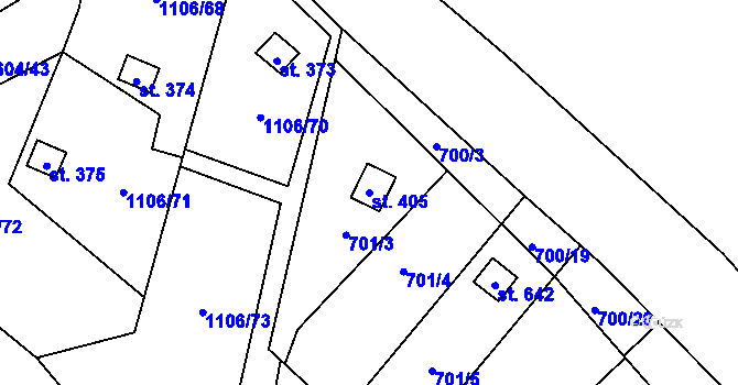 Parcela st. 405 v KÚ Černovír, Katastrální mapa