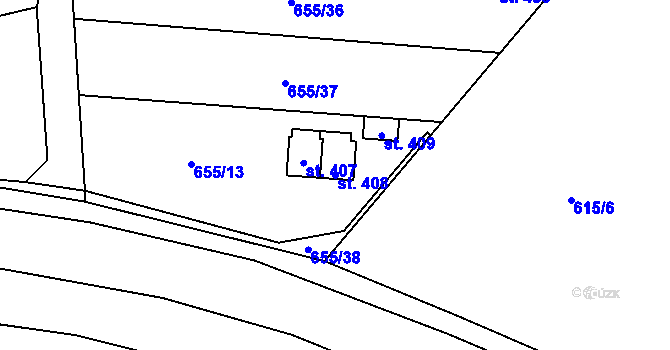 Parcela st. 408 v KÚ Černovír, Katastrální mapa